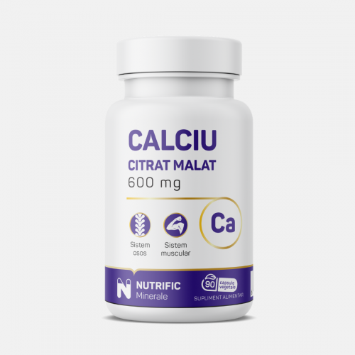 Calciu citrat malat 600mg, 90 capsule vegetale