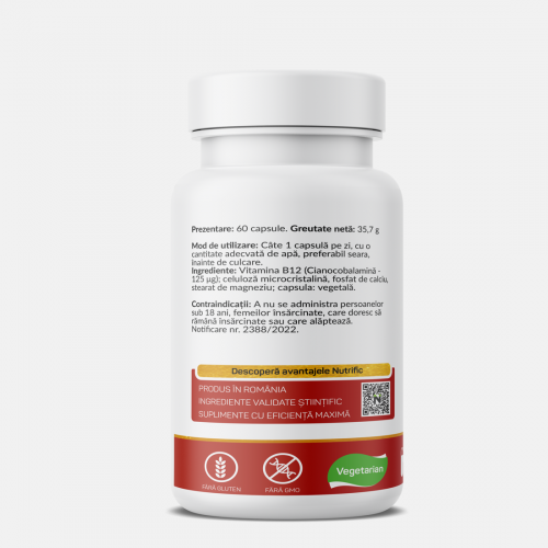 Vitamina b12 125mcg, 60 capsule vegetale